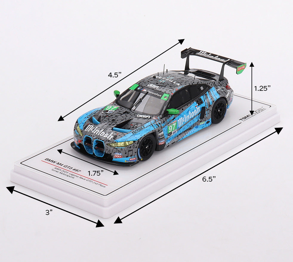 97 Turner Motorsport BMW M4 GT3 McIntosh Racecar 1:43 Scale Model